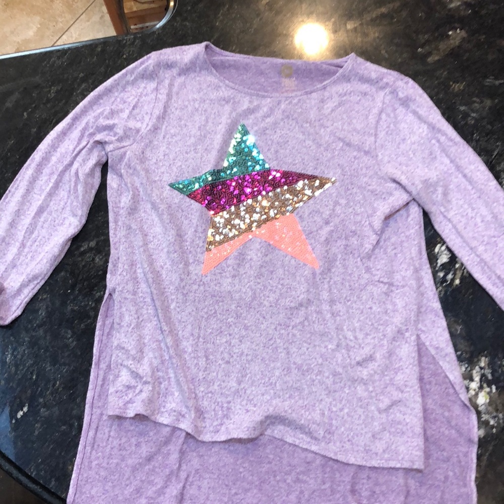 Long sleeve purple star shirt.